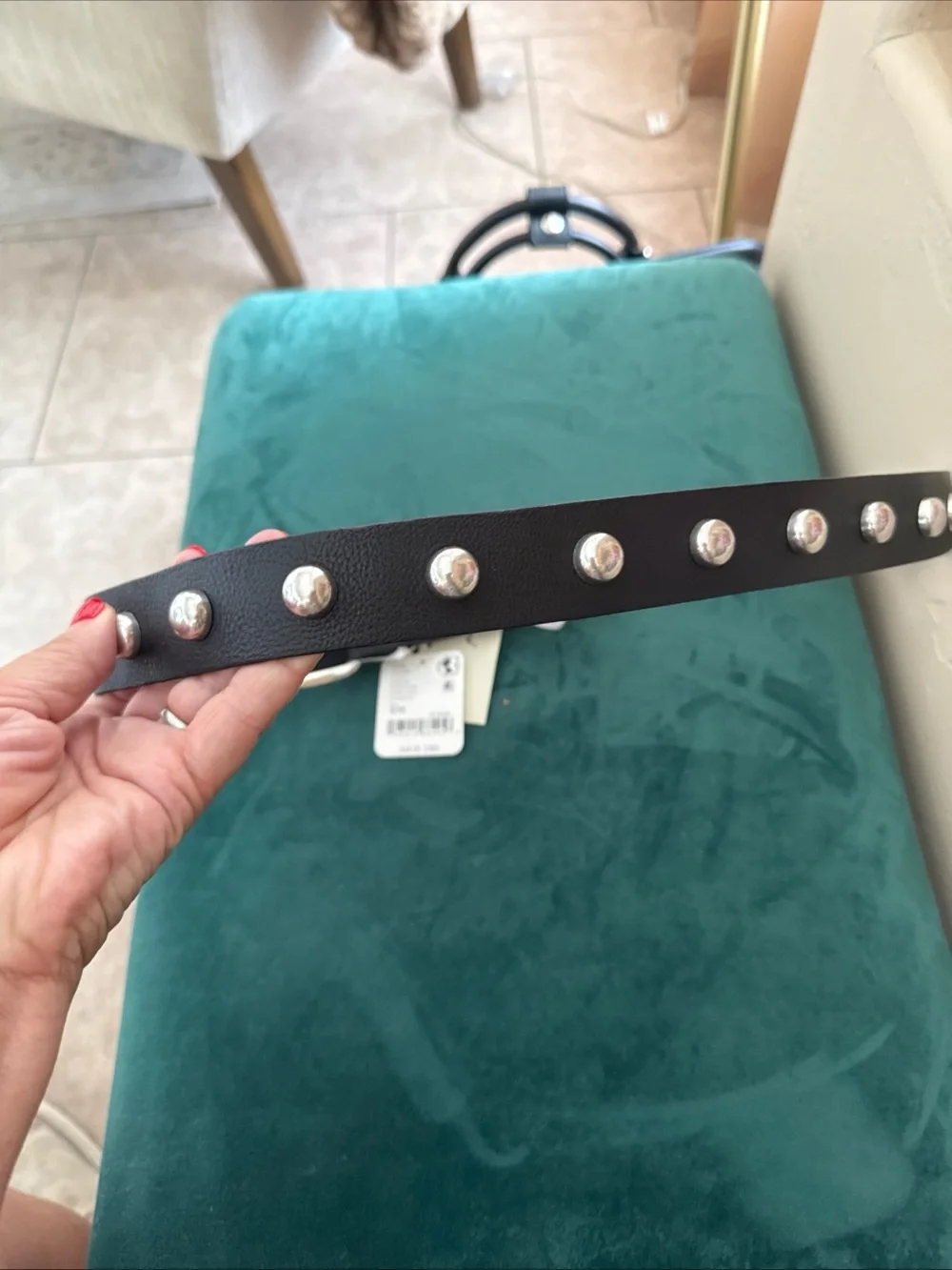 Free People Black Leather Rhodes Studded Belt - Picture 3 of 11